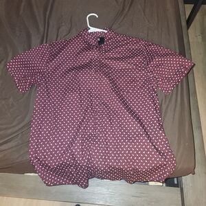 RSQ Men's Maroon Geometric Button Down Shirt